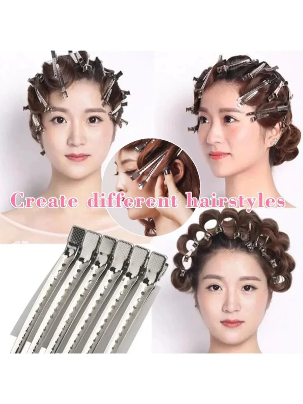 40 PCS Metal Duck Billed Clips for Hair Styling, Coloring & Rollers - Silver